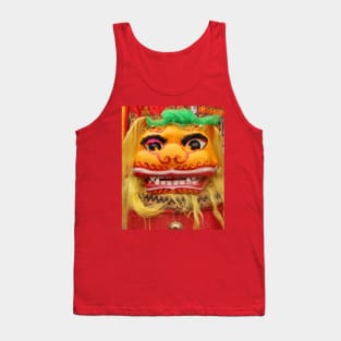 Golden red Chinese Dragon mask closeup Tank Top